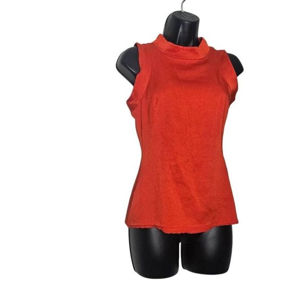 Alexander McQueen Blouse Size 40 Red Mock Neck Sleeveless Top - Picture 2 of 6